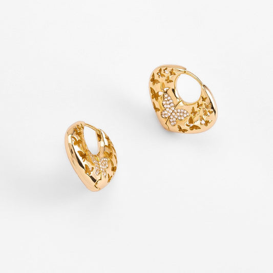 CRYSTAL BUTTERLY HOOP EARRINGS